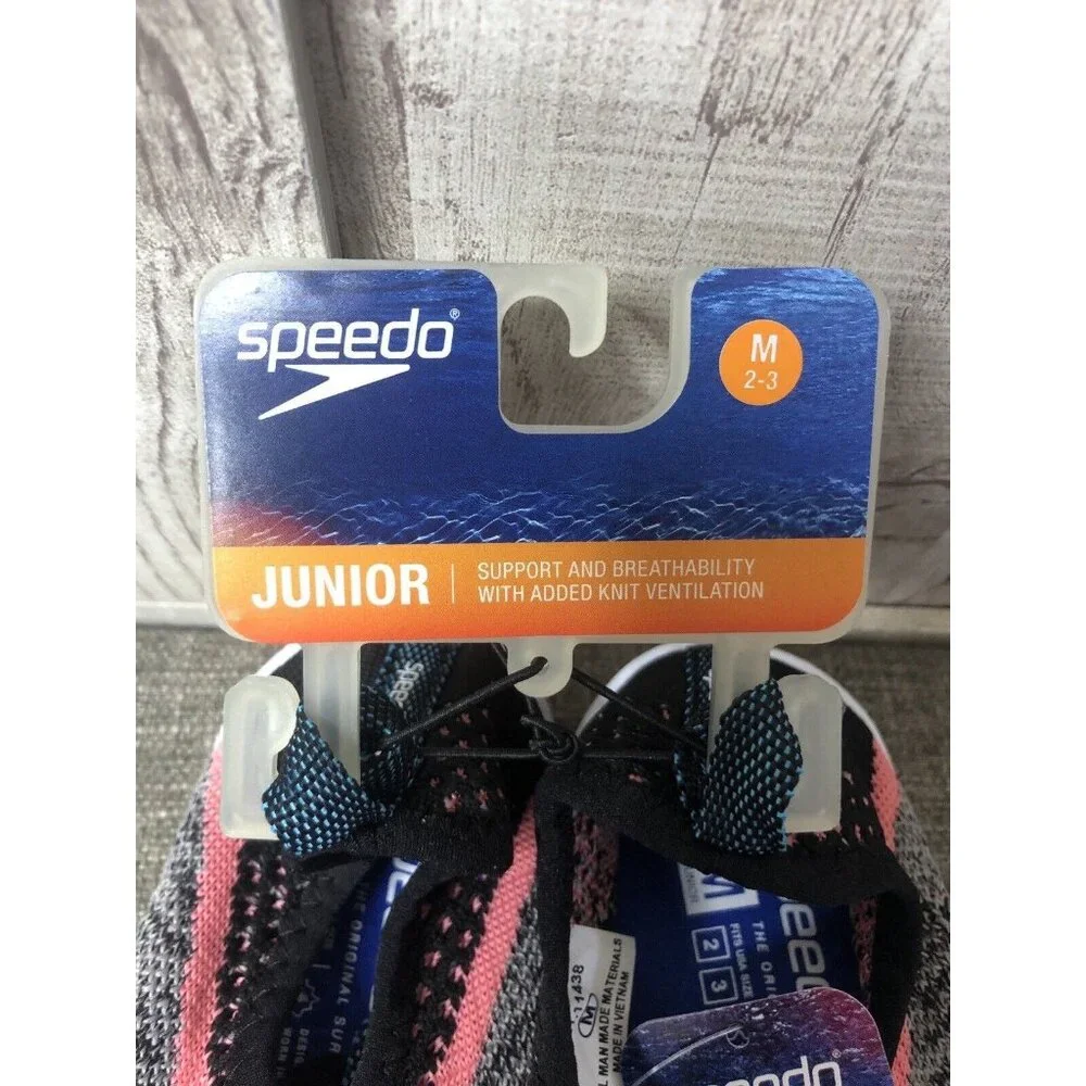 Girls Speedo Heather Gray Black Pink Surf Strider Water Shoes Junior Size M 2-3